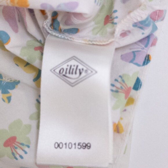 Oilily Butterfly Print Snap Front Sleeveless Shirt Dress White Multi Girls 3Y - Picture 8 of 11